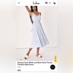 Dreamy Aura White and Pink Floral Tiered Tie-Back Midi Dress